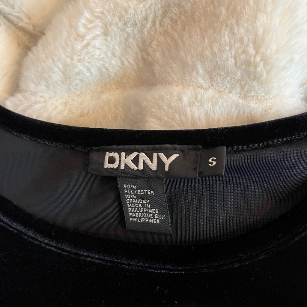 Y2k Dkny S Black Velvet Long Sleeve Office Work Goth Classic Preppy Work Top
